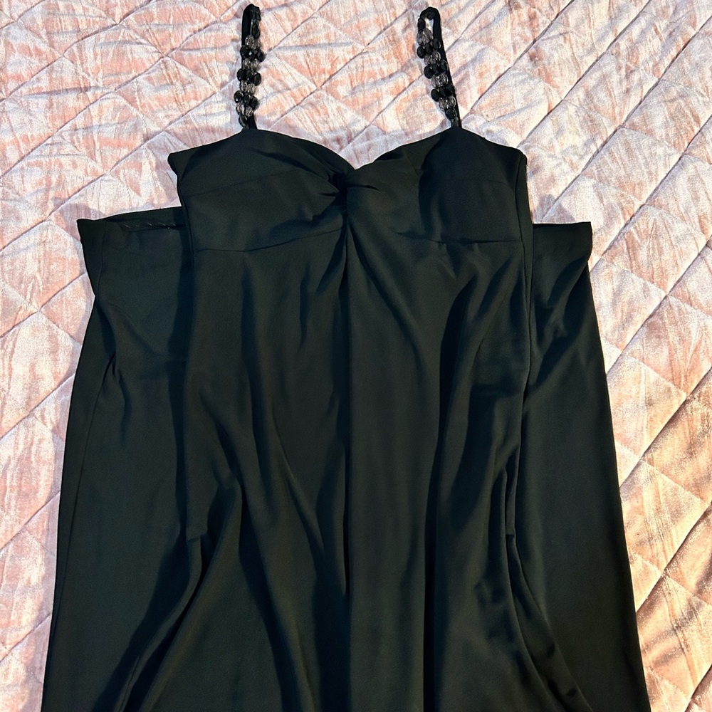 Stylish Black Dress with Beaded Straps